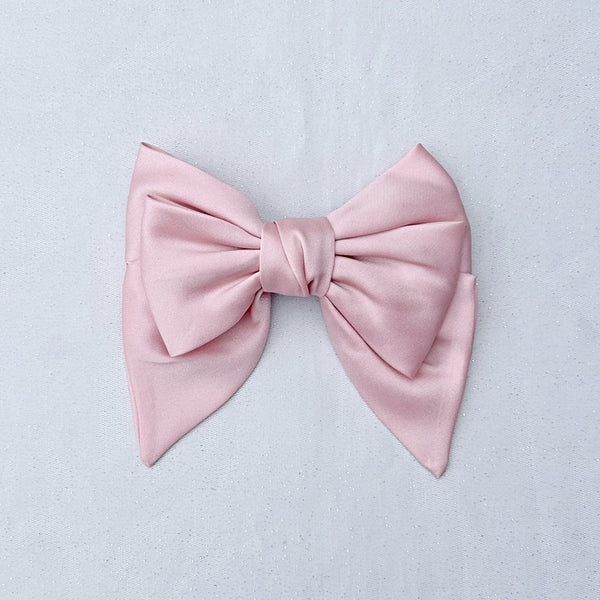QueenMee Pink Satin Hair Bow Pink Hair Clip
