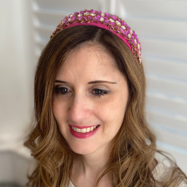 QueenMee Pink Statement Headband Wide Hair Band