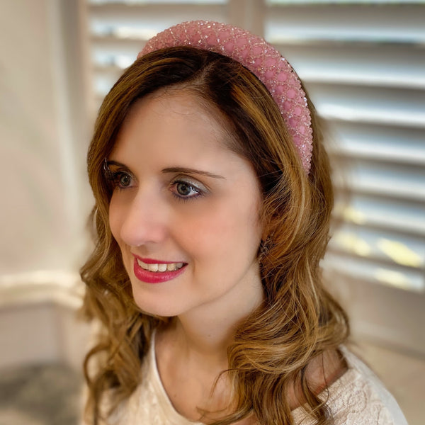 QueenMee Pink Sparkly Headband Beaded Headband