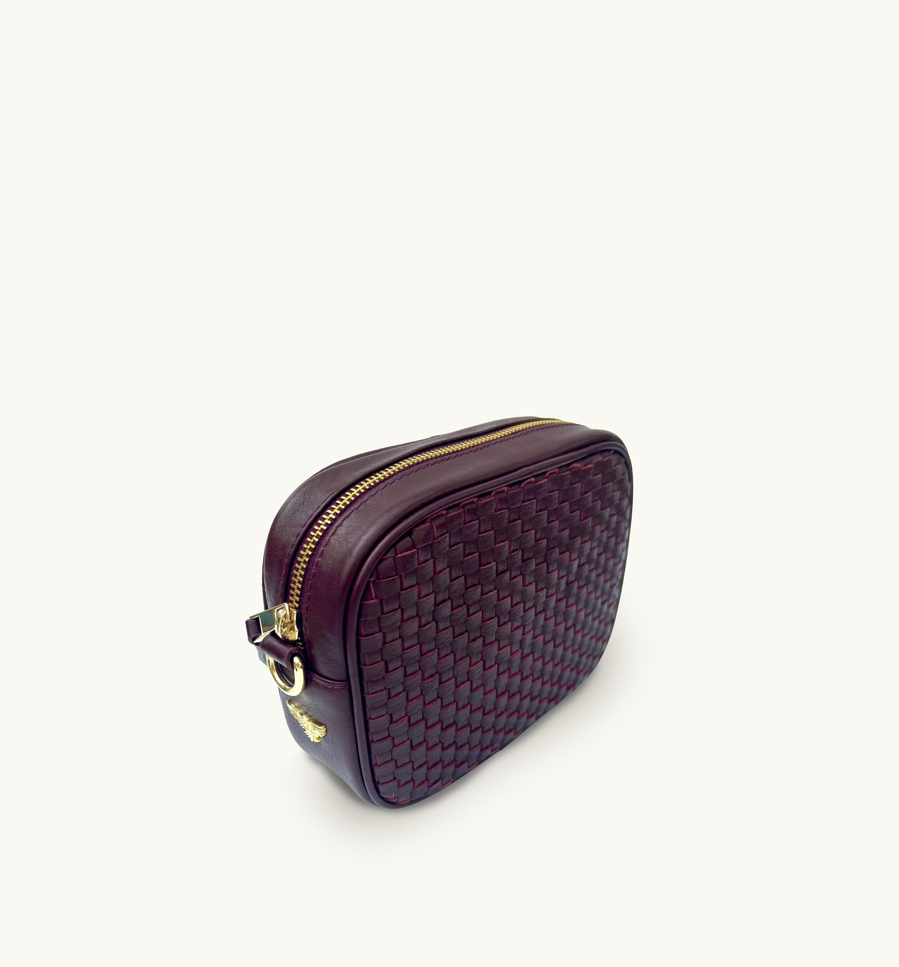 Apatchy London The Penelope Burgundy Woven Leather Camera Bag