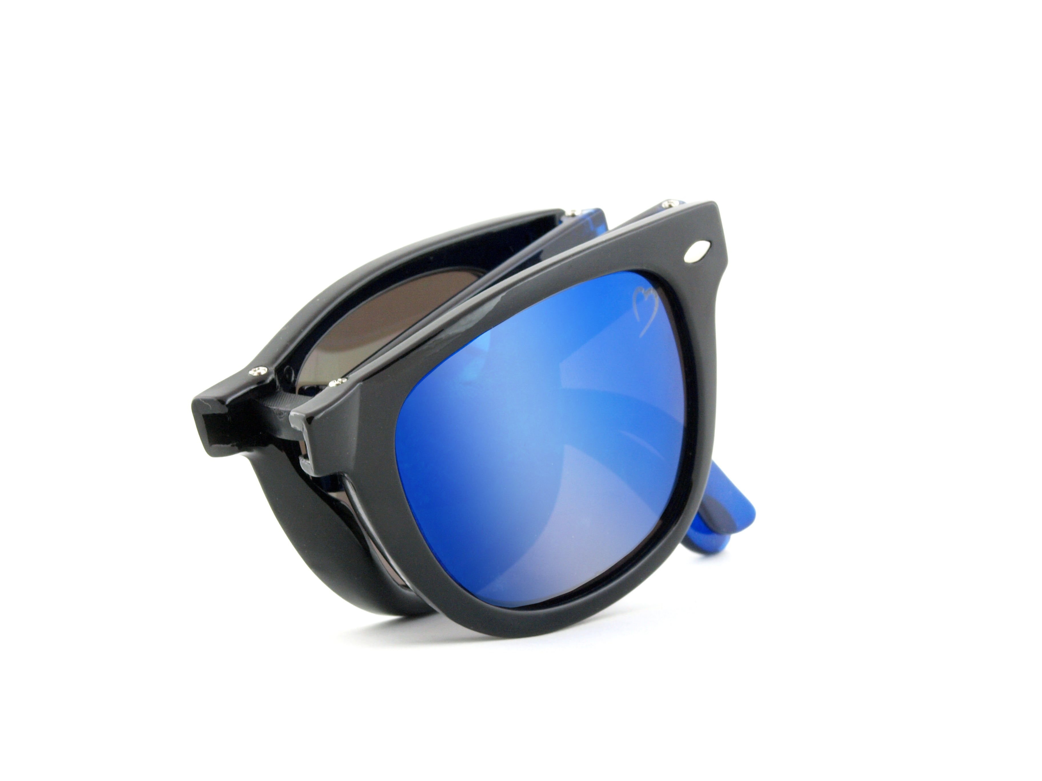Ruby Rocks Agent Wayfarer style Folding Black Frame and Blue Lens Sunglasses RR14-1