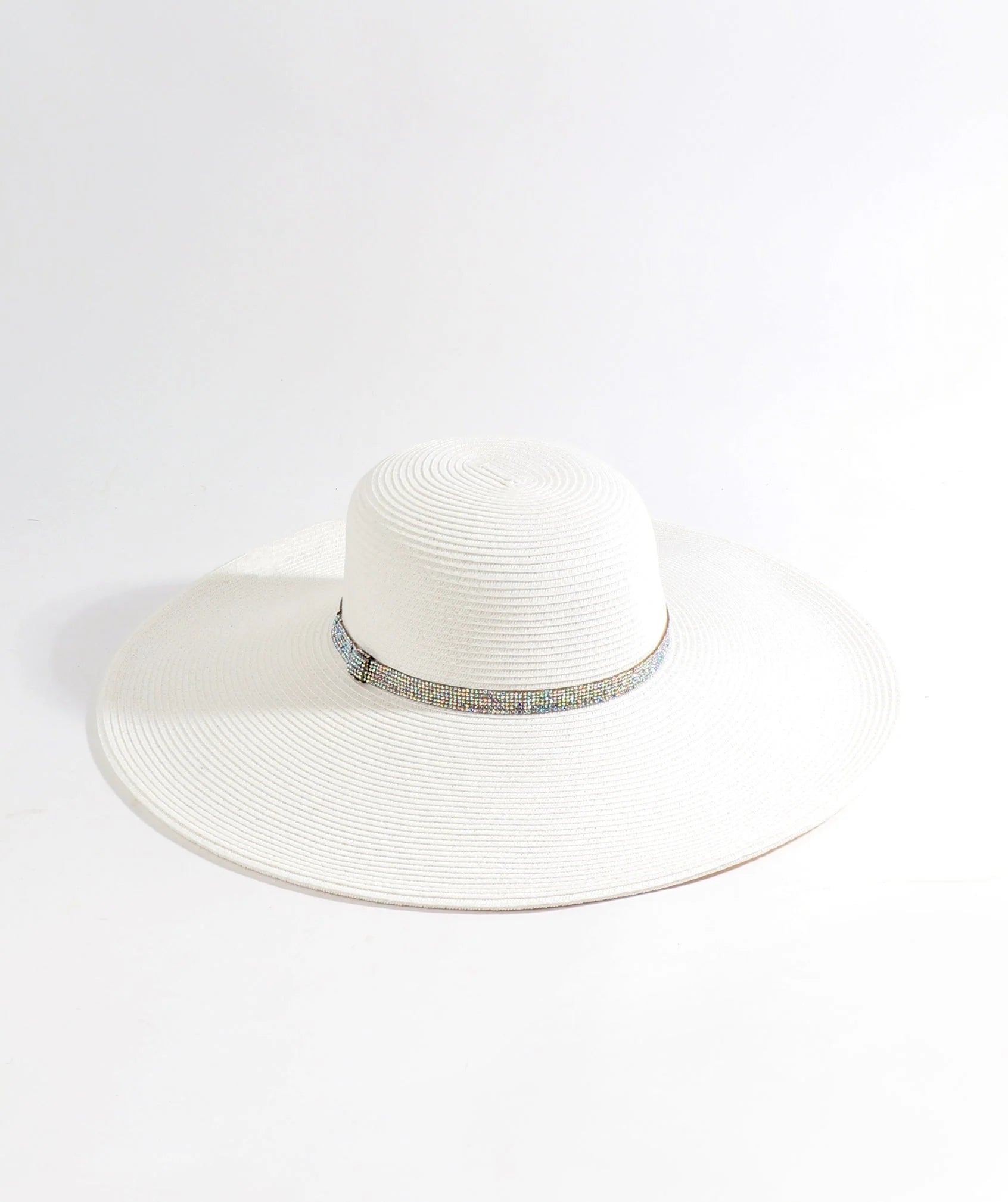 Romero - Rhinestone Belt Straw Floppy Hat