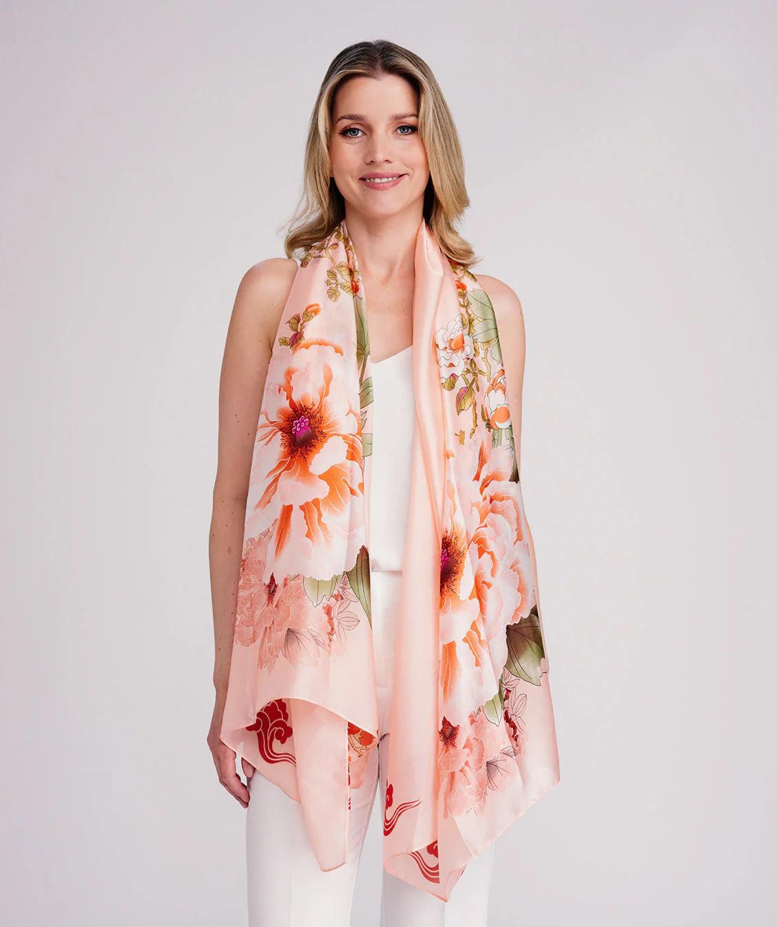 Rosalyn - Abstract Floral Print Chiffon Scarf