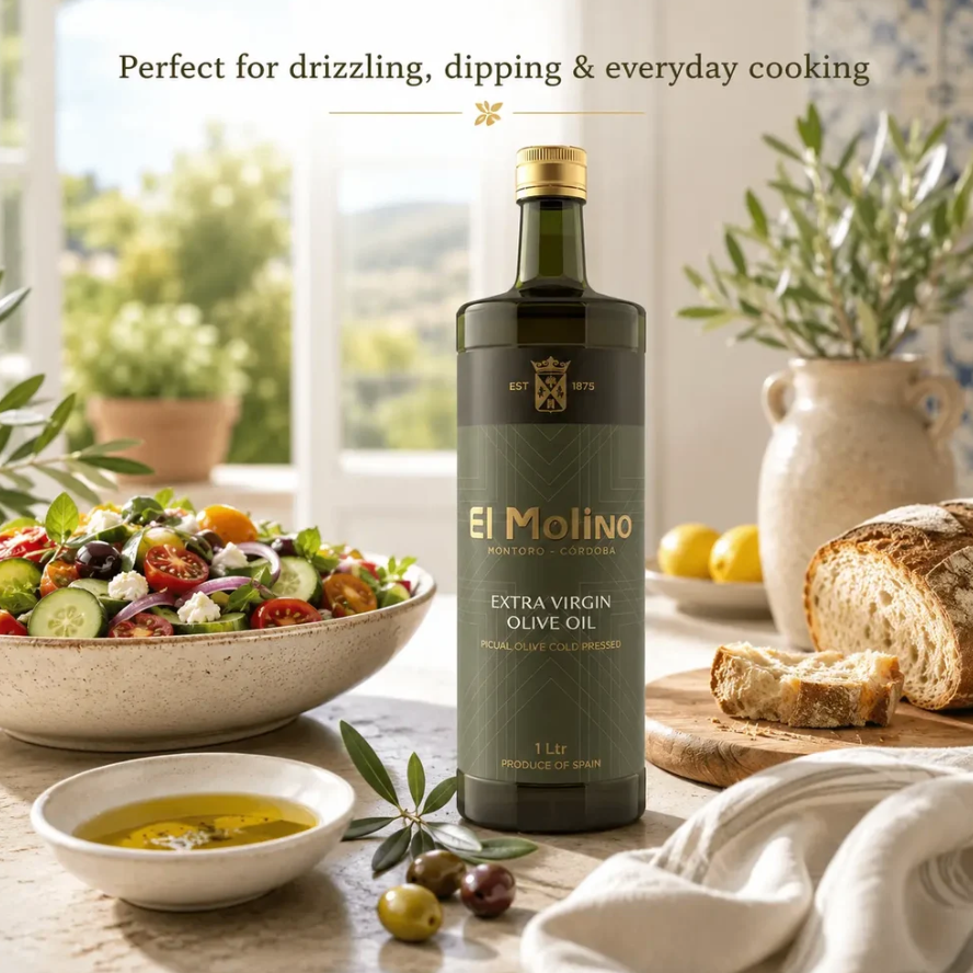 El Molino Everyday Extra Virgin Olive Oil 500ml Cold Pressed Picual Olives Made in Spain