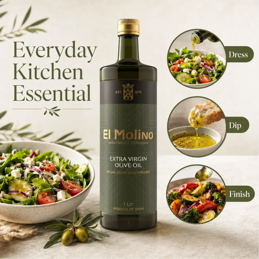 El Molino Everyday Extra Virgin Olive Oil 500ml Cold Pressed Picual Olives Made in Spain