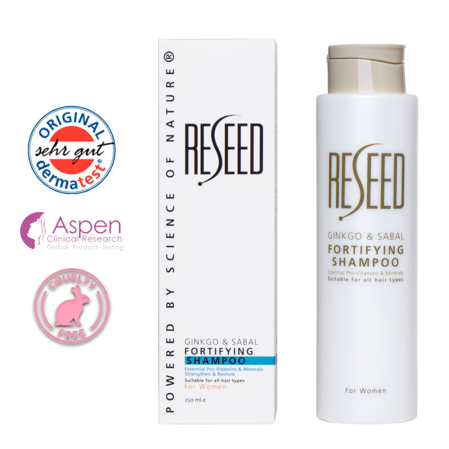 RESEED Ginkgo and Sabal Fortifying Shampoo for Women 250 ml (SLS Free) - Reseed Hair Loss Range for Men and Women