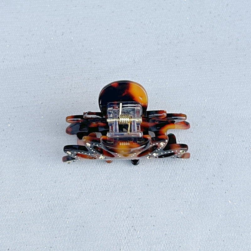 QueenMee Small Hair Claw Tortoiseshell Hair Clip with Jewels