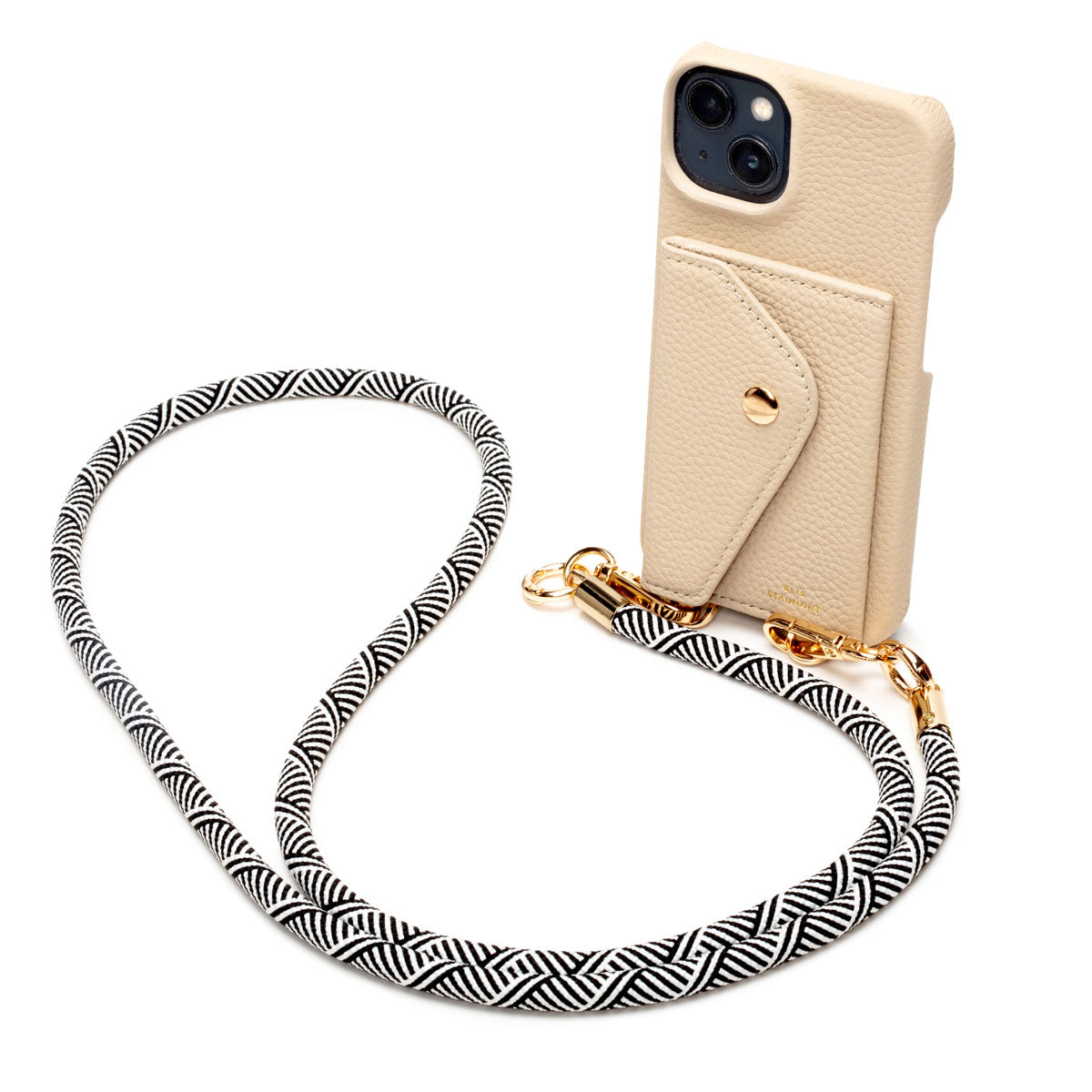 Elie Beaumont Genuine Leather iPhone Case - Stone - Inca Lanyard