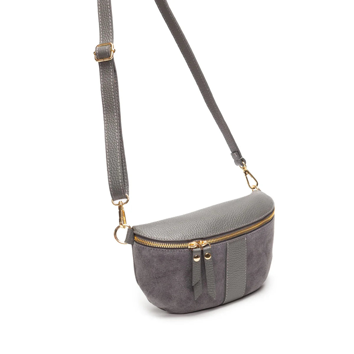 Elie Beaumont Suede Sling Bag Slate Grey