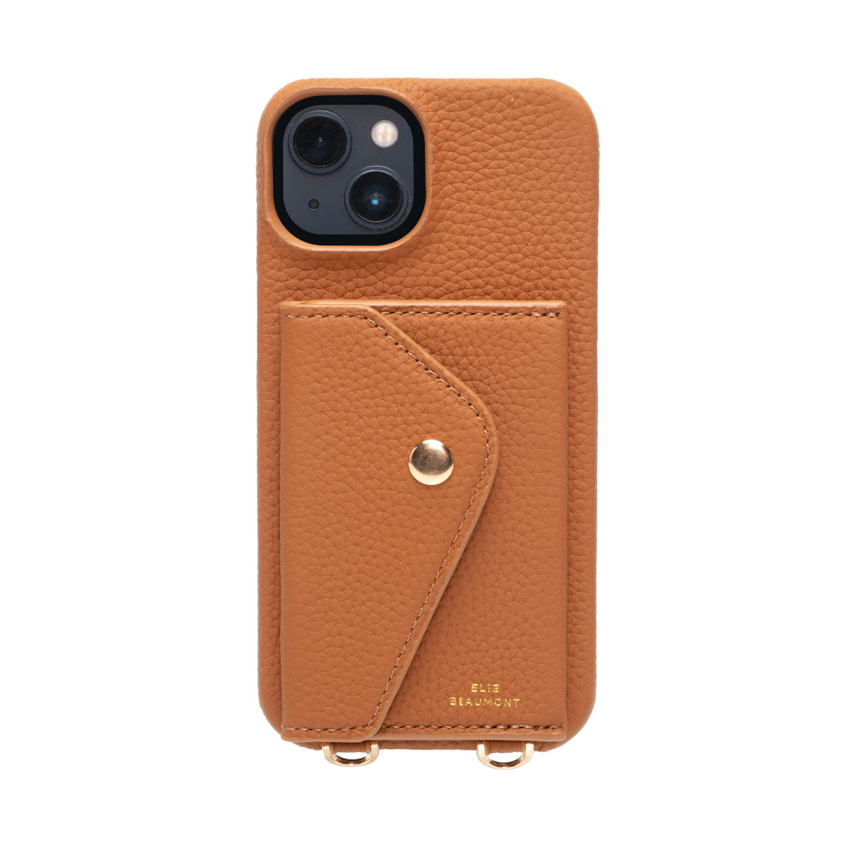Elie Beaumont Genuine Leather iPhone Case - Tan - Champagne Diamante Lanyard