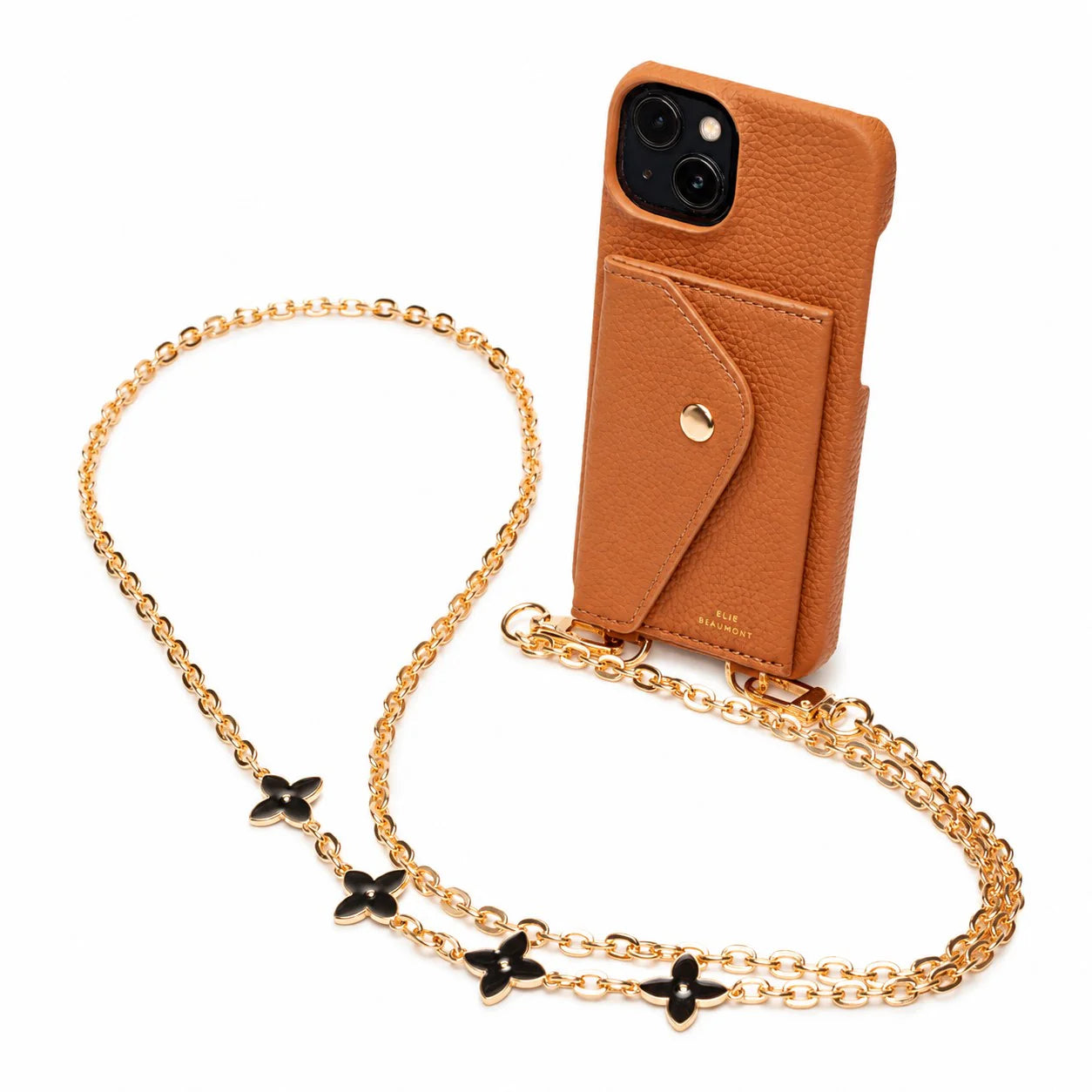 Elie Beaumont Genuine Leather iPhone Case - Tan - Daisy Chain Lanyard