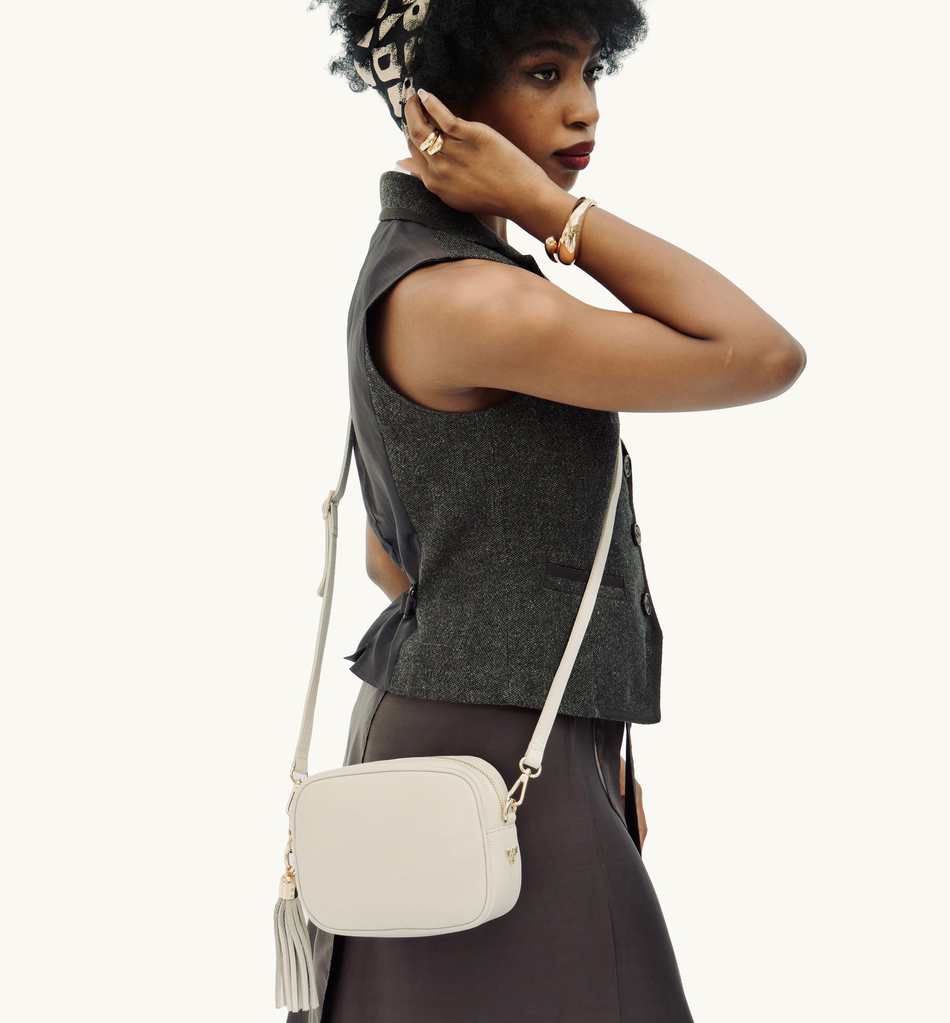 Apatchy London The Tassel Light Leather Crossbody Bag