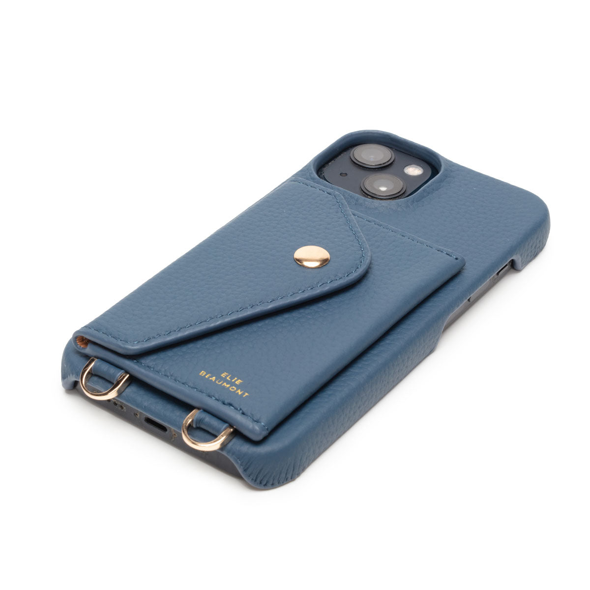 Elie Beaumont Genuine Leather iPhone Case - Teal - Black Diamante Lanyard