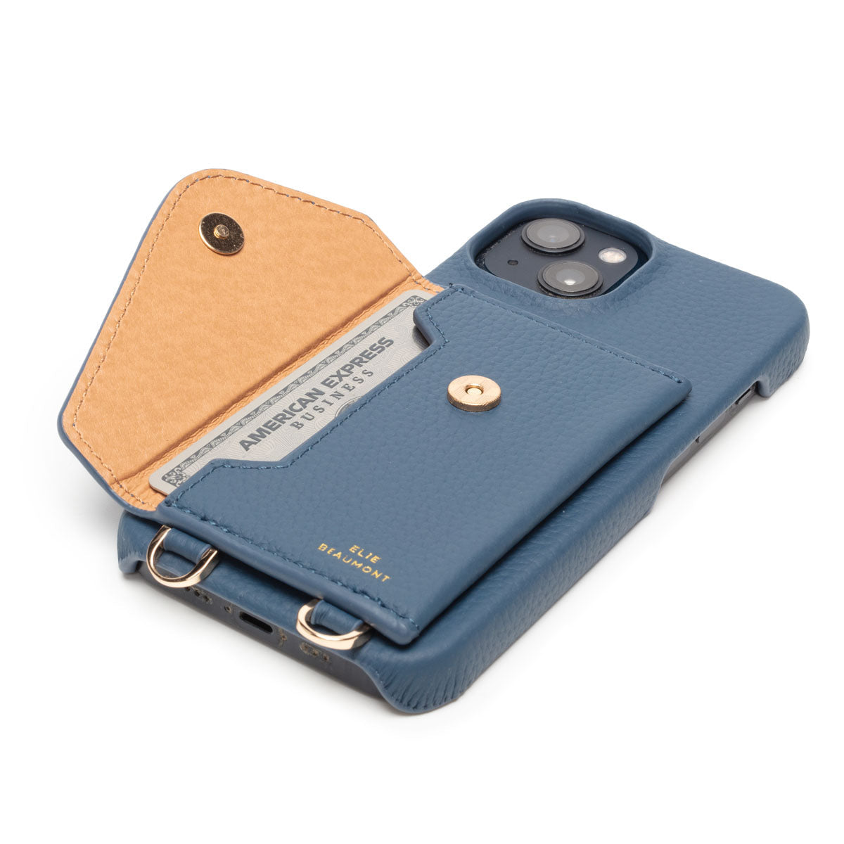 Elie Beaumont Genuine Leather iPhone Case - Teal - Black Diamante Lanyard