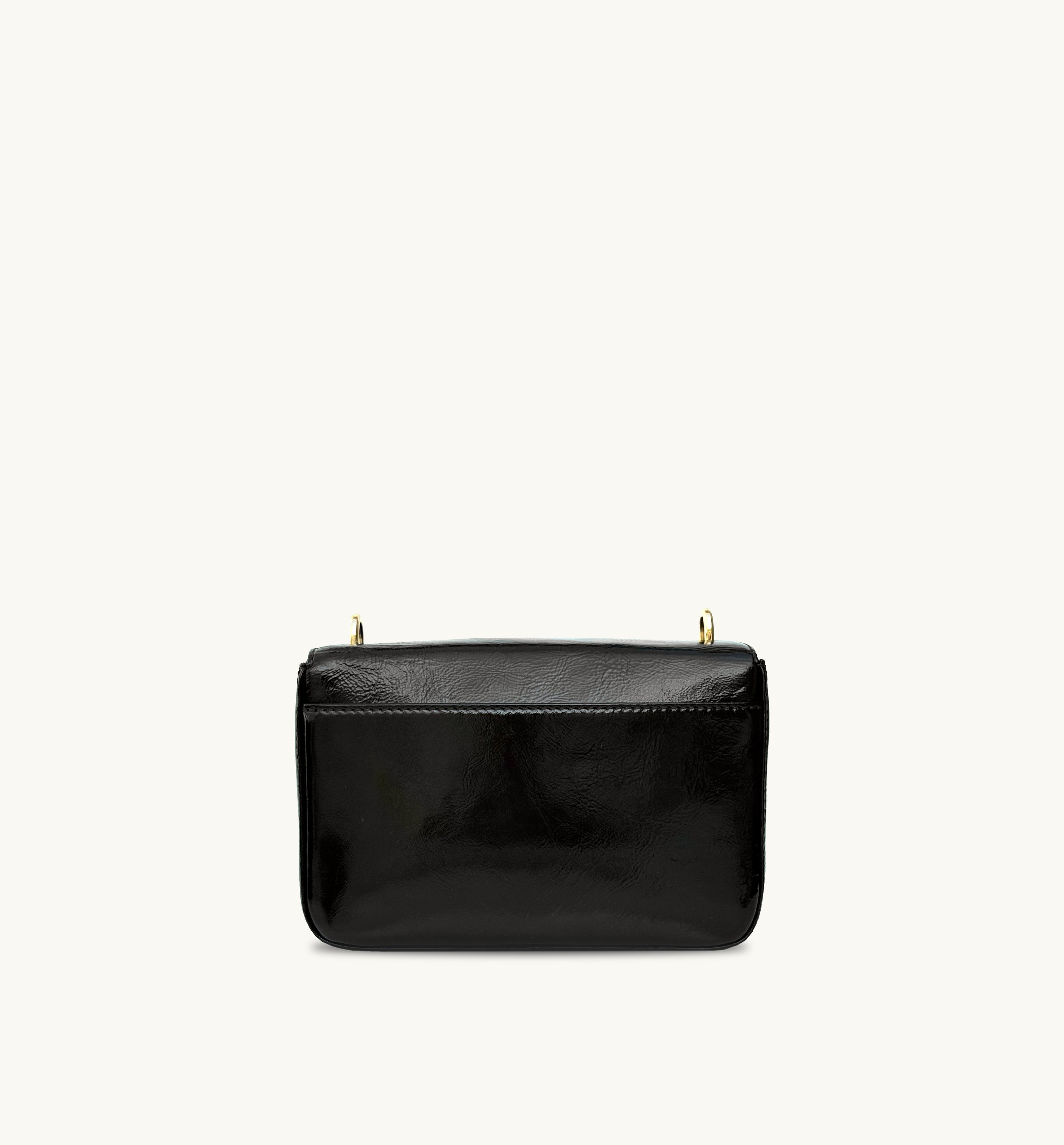 Apatchy London The Tilly Black Crinkle Patent Leather Bag