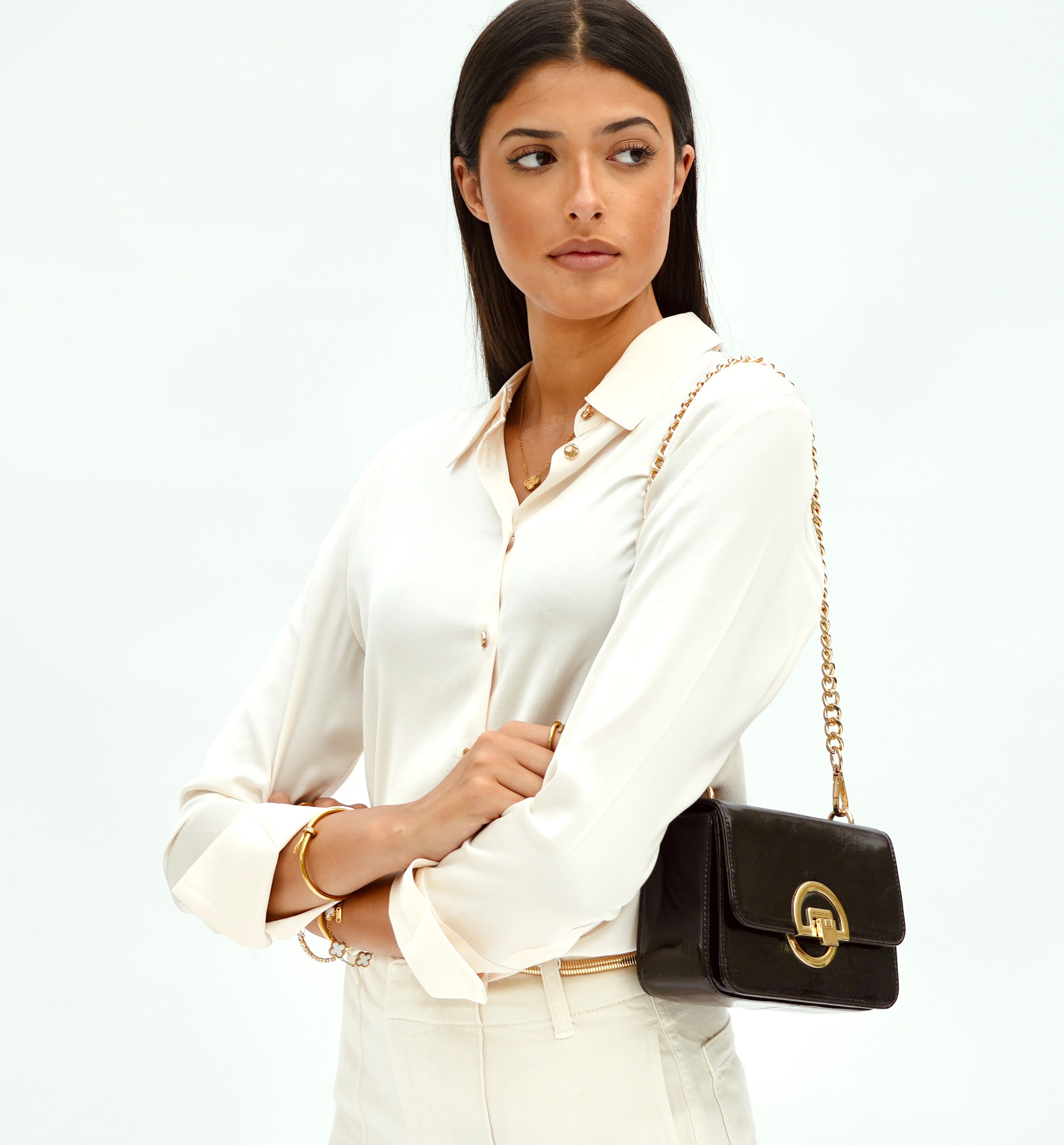 Apatchy London The Tilly Chocolate Crinkle Patent Leather Bag