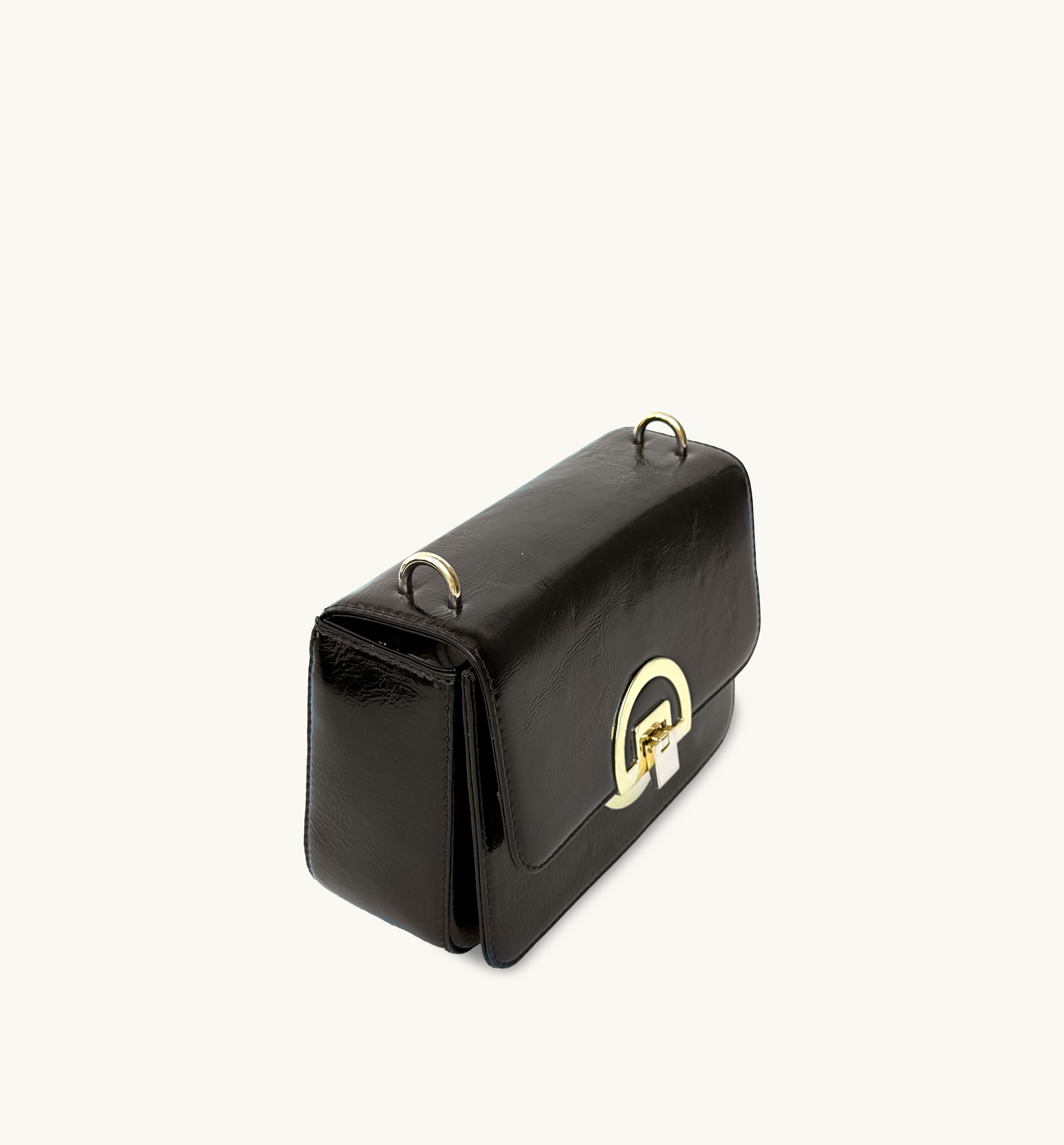 Apatchy London The Tilly Chocolate Crinkle Patent Leather Bag