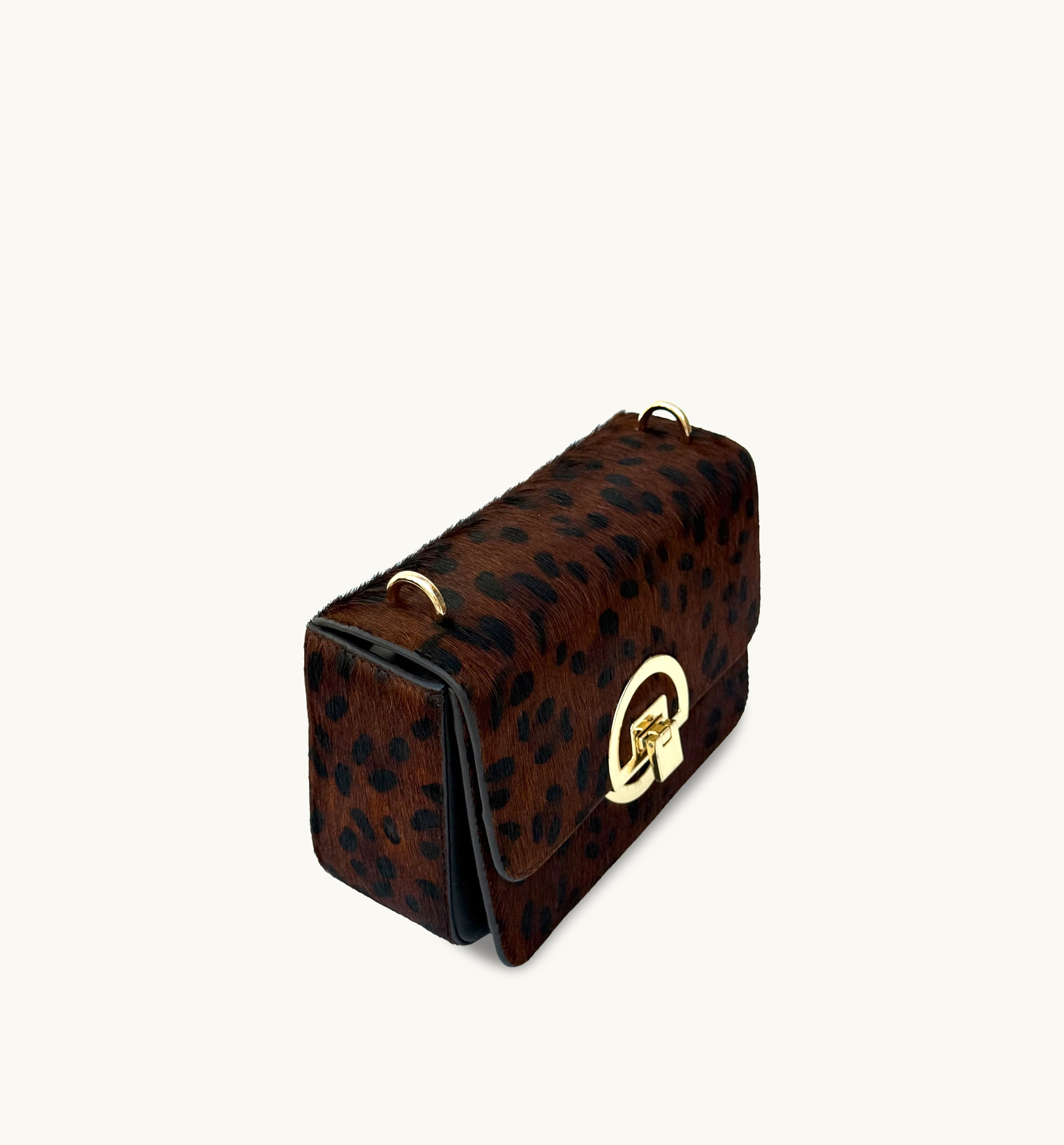 Apatchy London The Tilly Dark Leopard Hair-On Leather Bag