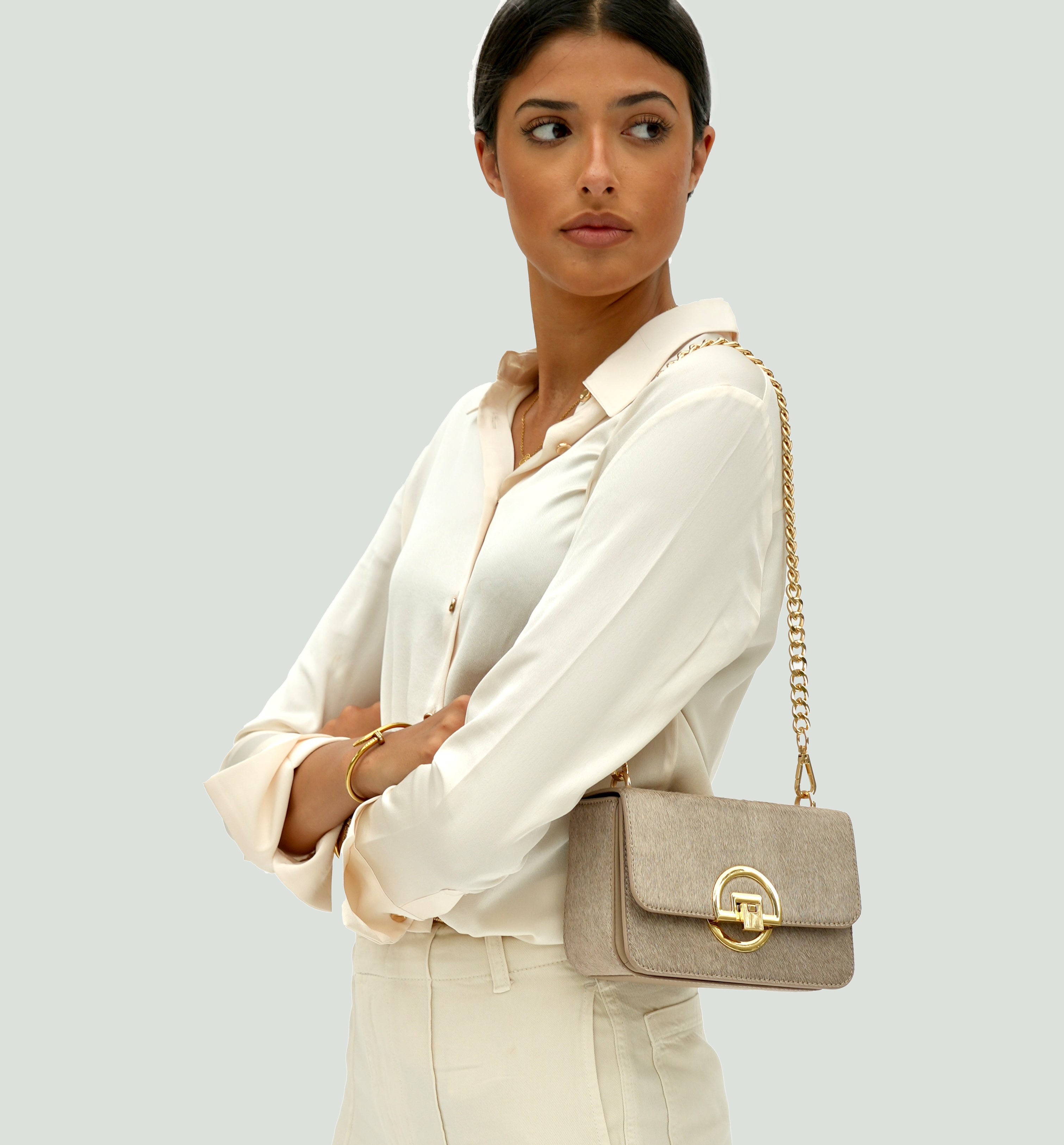 Apatchy London The Tilly Sand Hair-On Leather Bag