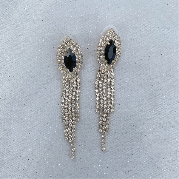QueenMee Black Earrings Diamante Earrings