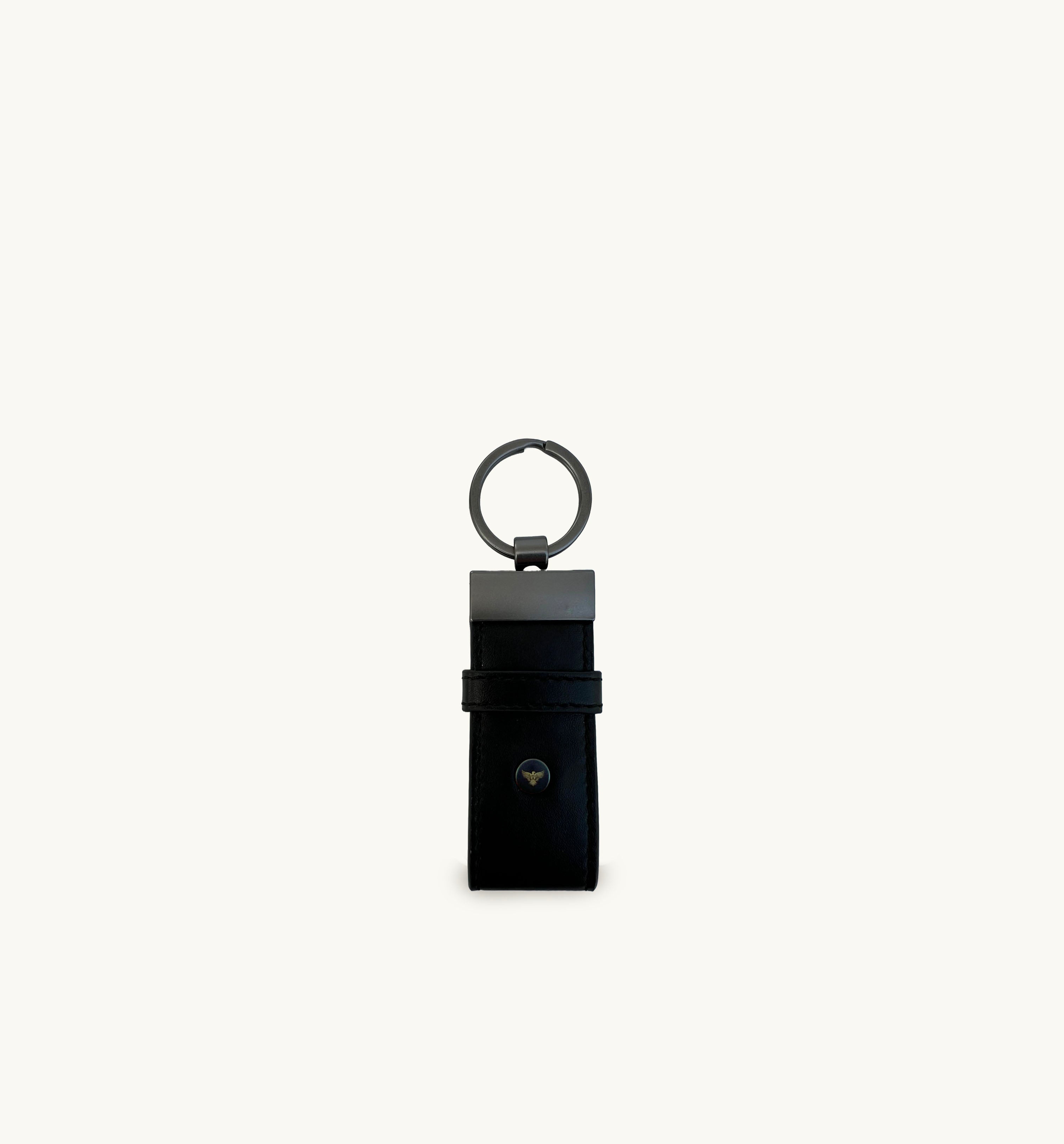 Apatchy London Black Leather Luggage Tag and Loop Keyring Gift Set