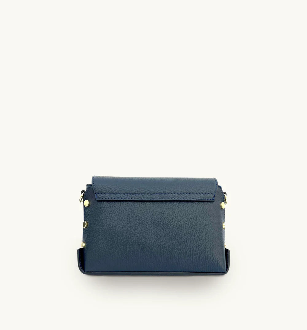 Apatchy London The Bloxsome Navy Leather Crossbody Bag