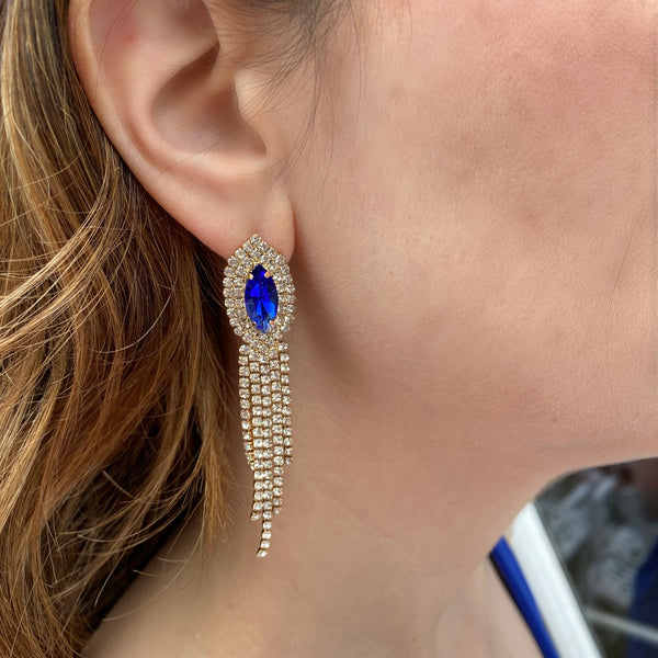QueenMee Blue Earrings Diamante Earrings