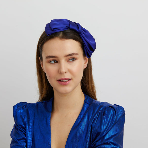 QueenMee Blue Fascinator Bow Headband