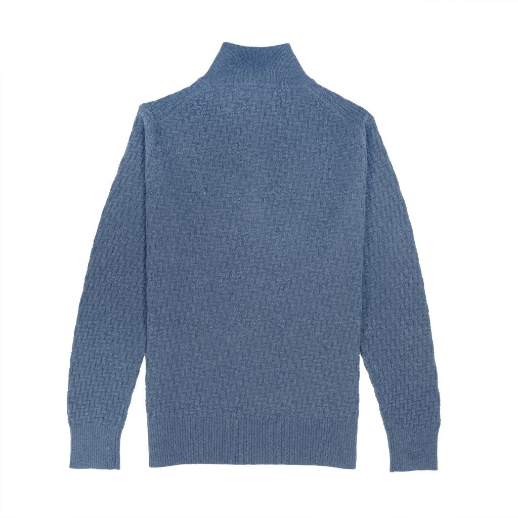 Cashmere Polo Club Atlas Men’s Half Zip Neck Jumper Baltic - 100% Cashmere - Fragrance London