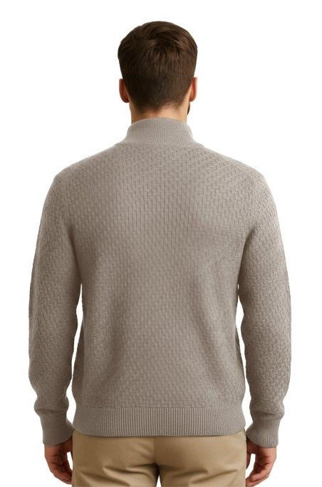 Cashmere Polo Club Atlas Men’s Half Zip Neck Jumper Eco Stone - 100% Cashmere - Fragrance London
