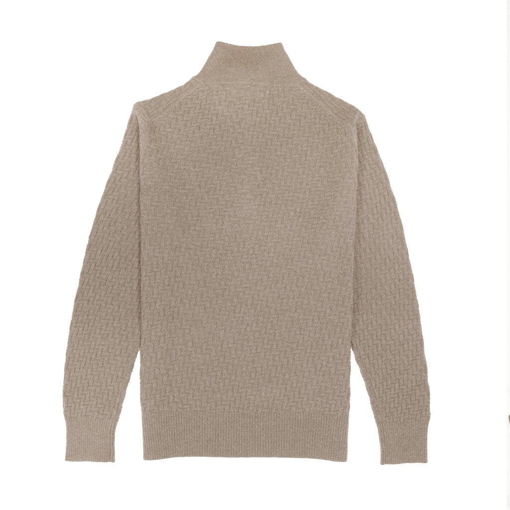 Cashmere Polo Club Atlas Men’s Half Zip Neck Jumper Eco Stone - 100% Cashmere - Fragrance London