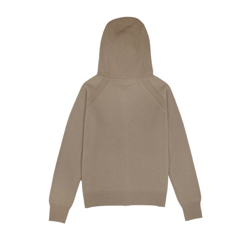 Cashmere Polo Club Claire Ladies Hooded Full Zip Cardigan with Aran Knit Front - 100% Cashmere - Fragrance London