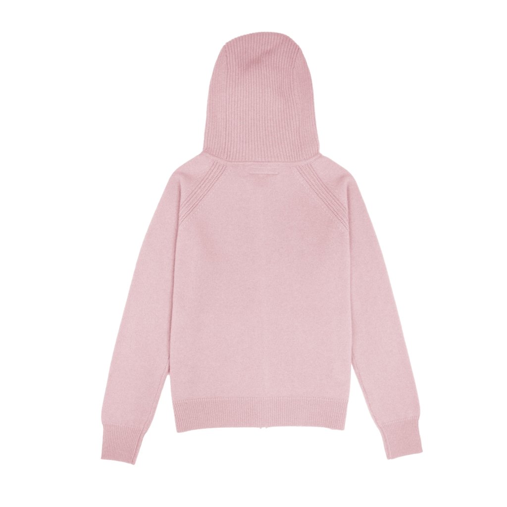 Cashmere Polo Club Claire Ladies Hooded Full Zip Cardigan with Aran Knit Front - 100% Cashmere - Fragrance London