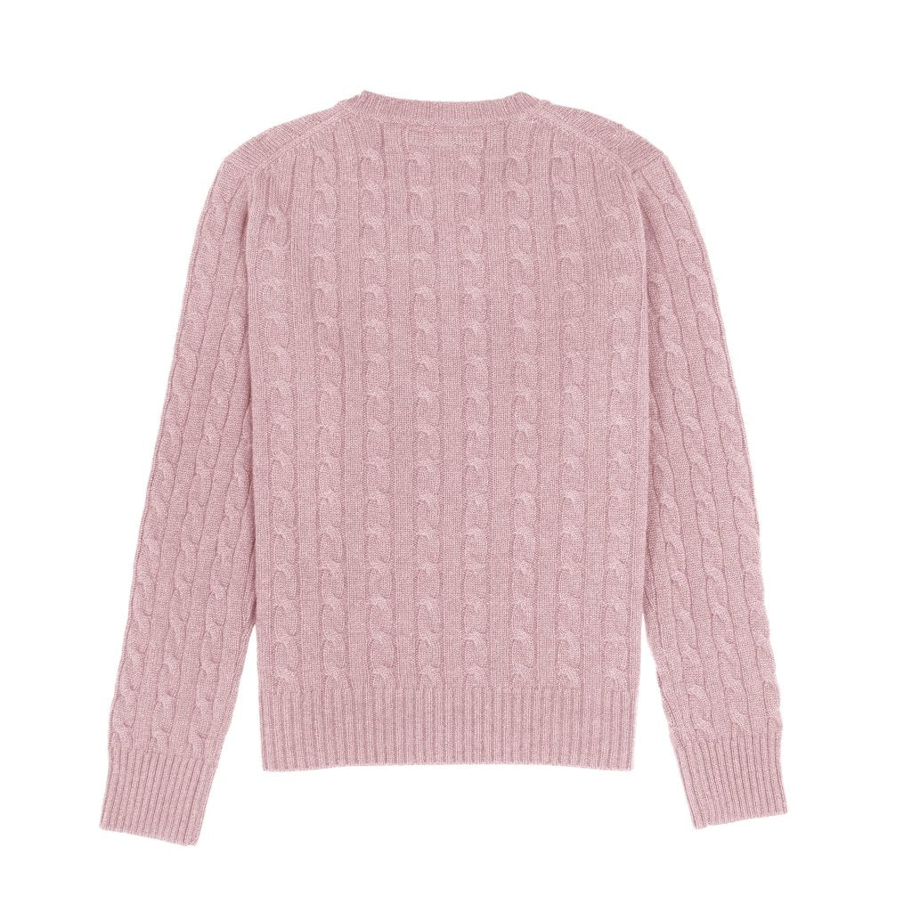 Cashmere Polo Club Larisa Ladies V - Neck Pullover Allover Cable Knit Pixie - 100% Cashmere - Fragrance London