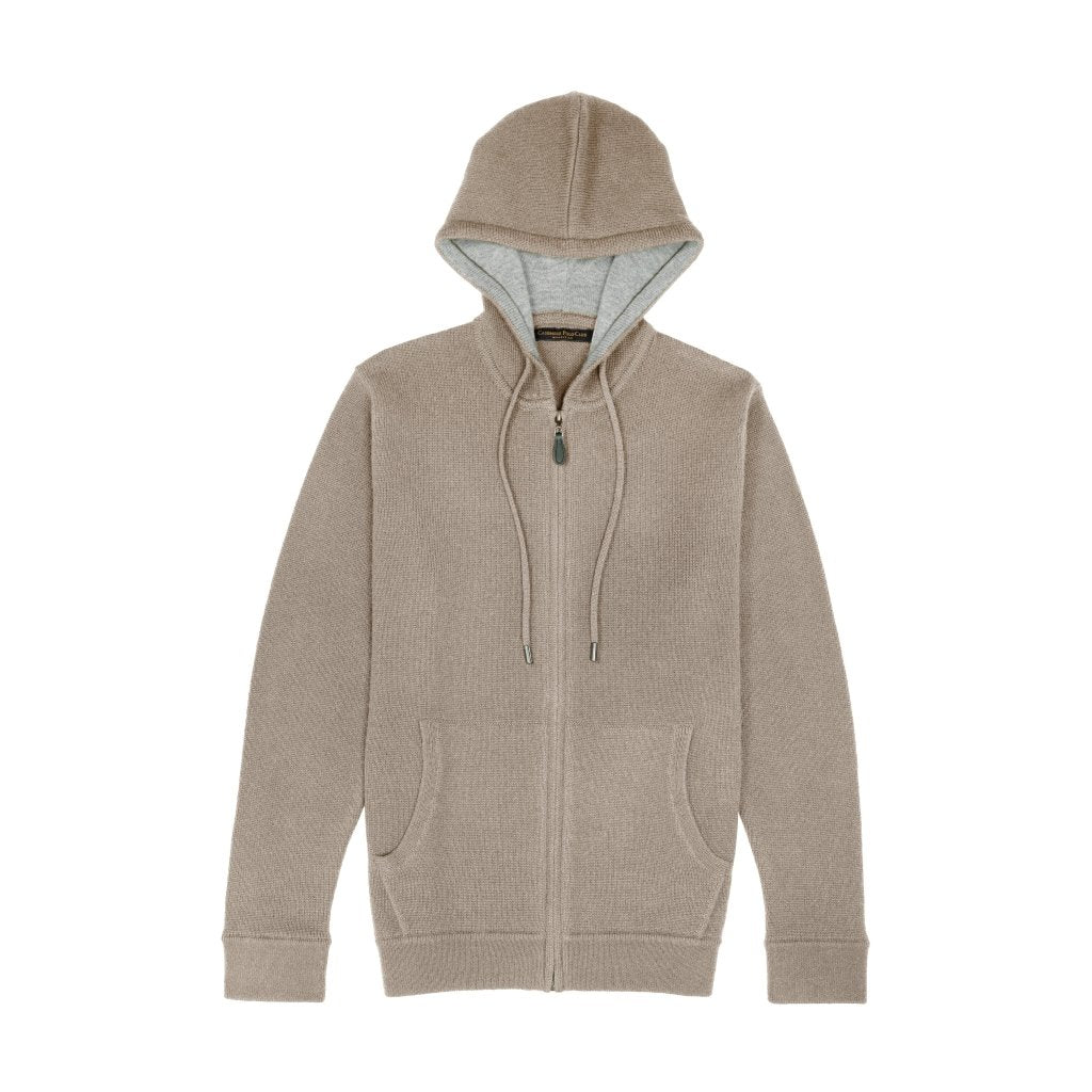 Cashmere Polo Club Logan Men’s Inner Contrast Hooded Full Zip Cardigan - 100% Cashmere - Fragrance London