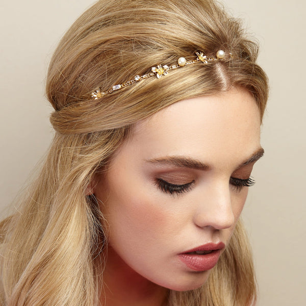QueenMee Chain Headband with Pearls