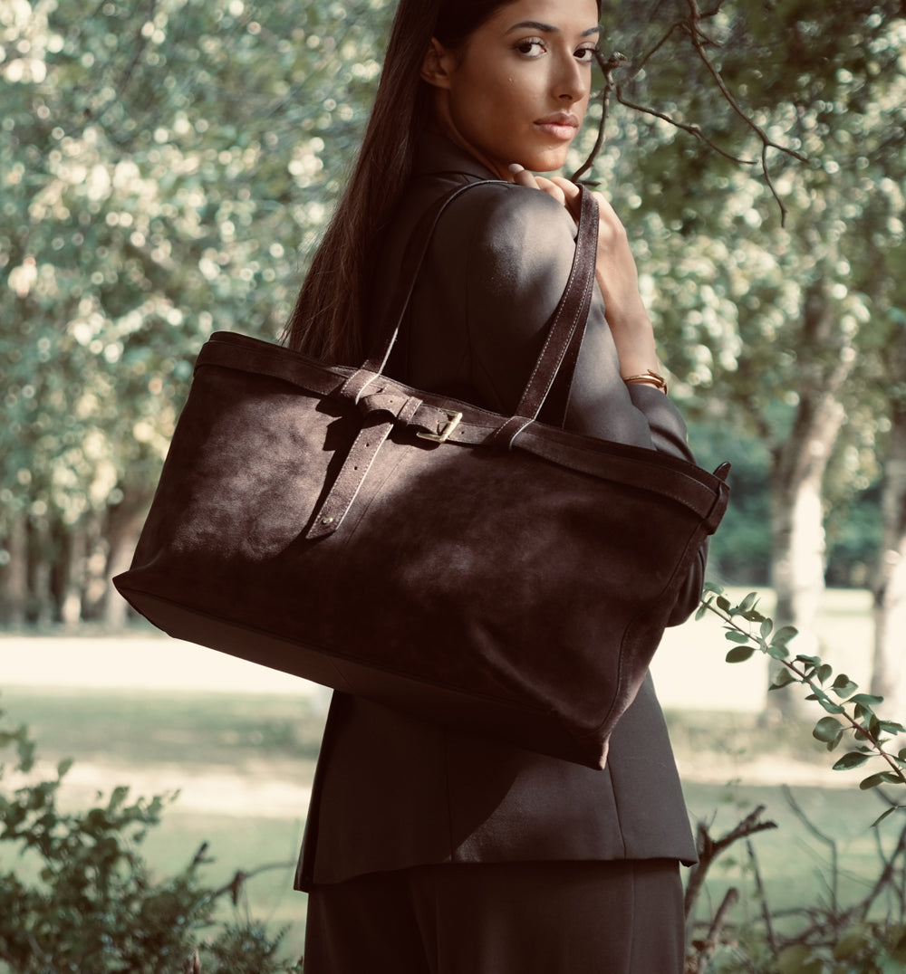 Apatchy London The Esme Chocolate Suede Bag