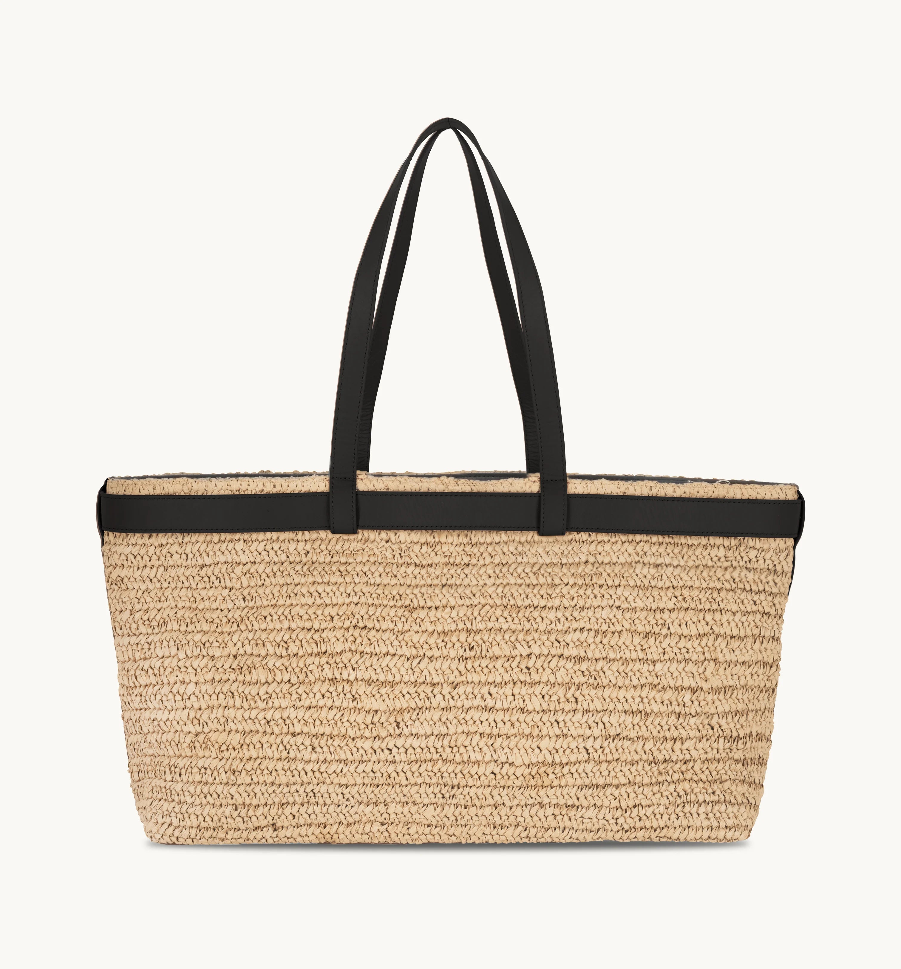 Apatchy London The Esme Raffia Tote Bag with Leather Trim