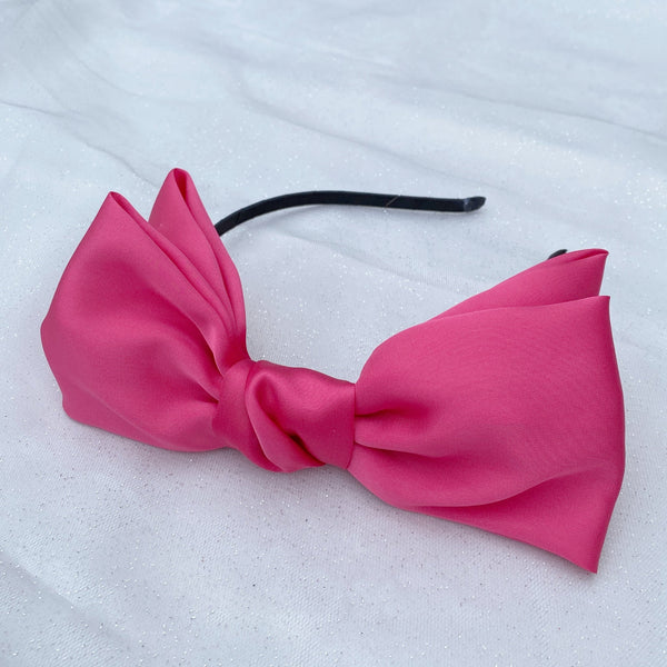 QueenMee Fascinator Bow Headband Hot Pink