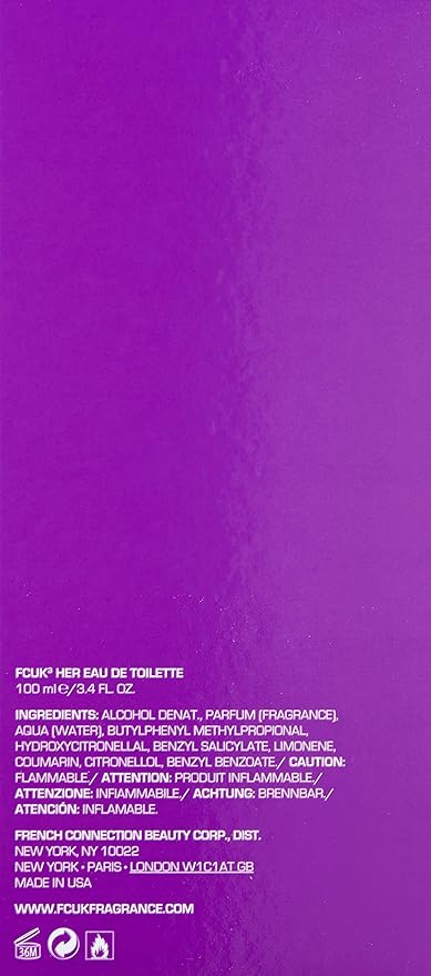 Fcuk 3 Her Eau De Toilette Spray 100ml - Fragrance London