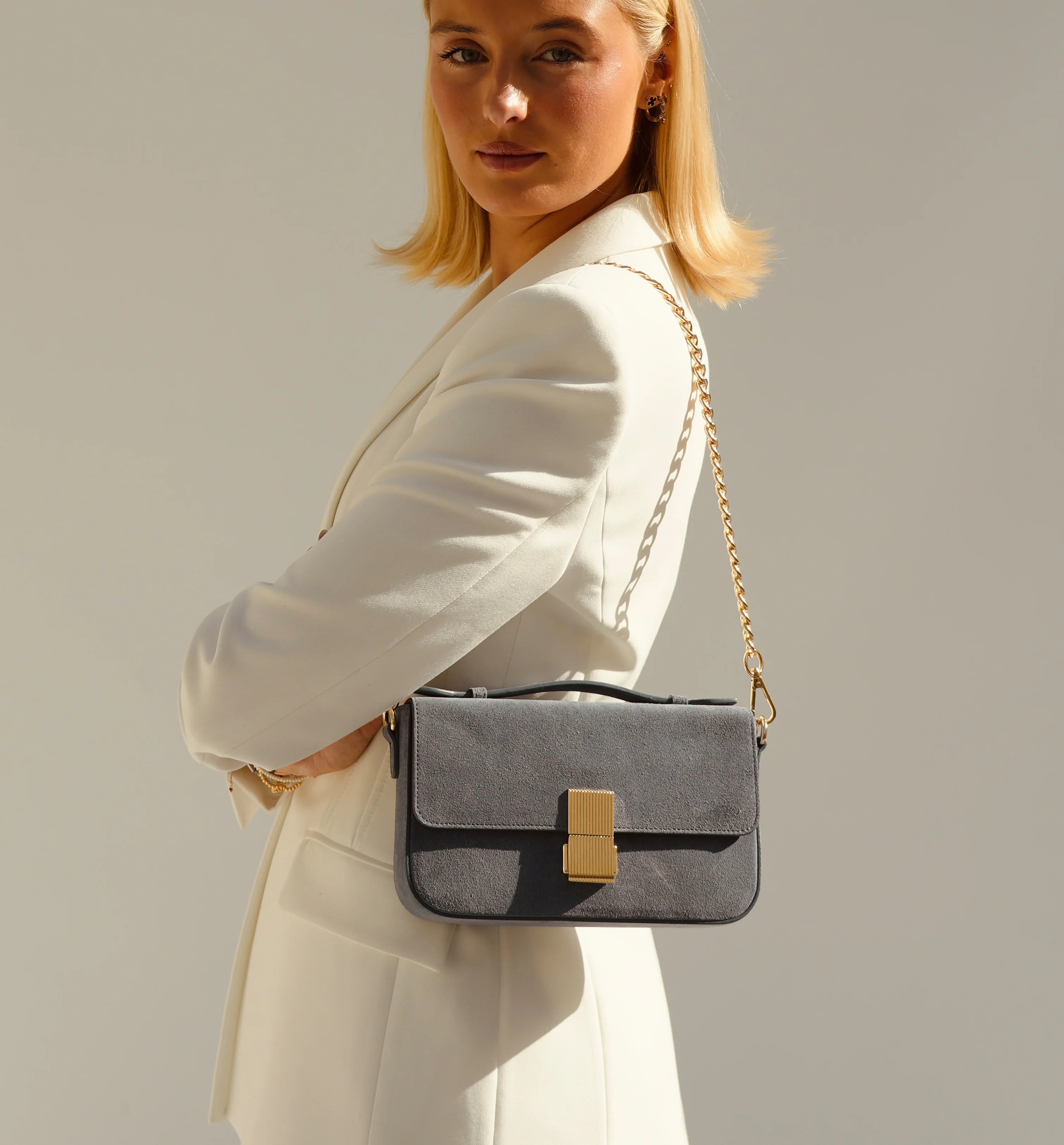 Apatchy London The Flora Top Handle Suede Bag