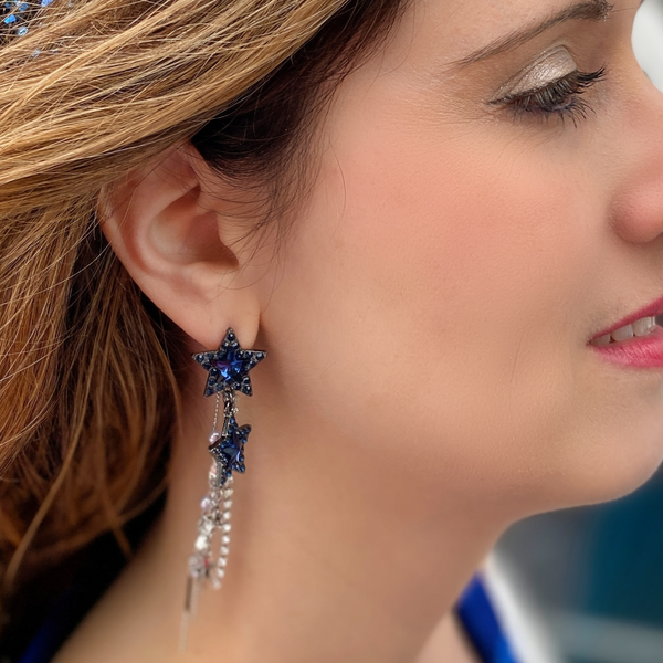 QueenMee Star Earrings Navy Blue Earrings