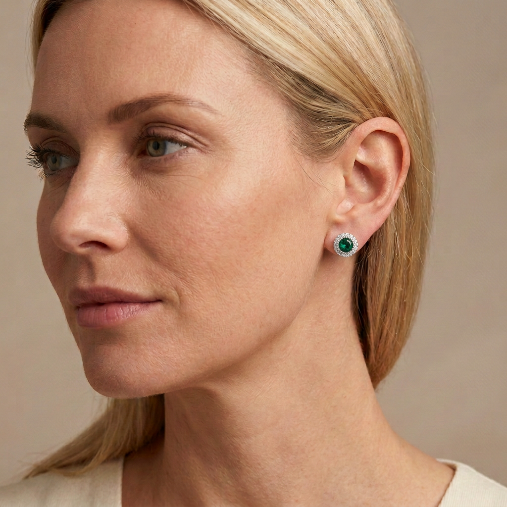 Fidelity Silver Emerald Earrings