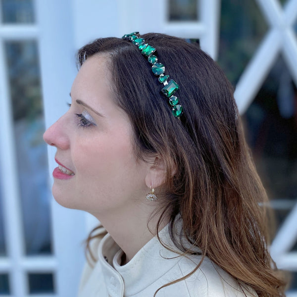 QueenMee Green Sparkly Headband Wedding Guest Hair Band
