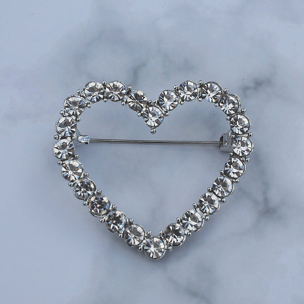 QueenMee Heart Brooch with Crystal Diamante Heart