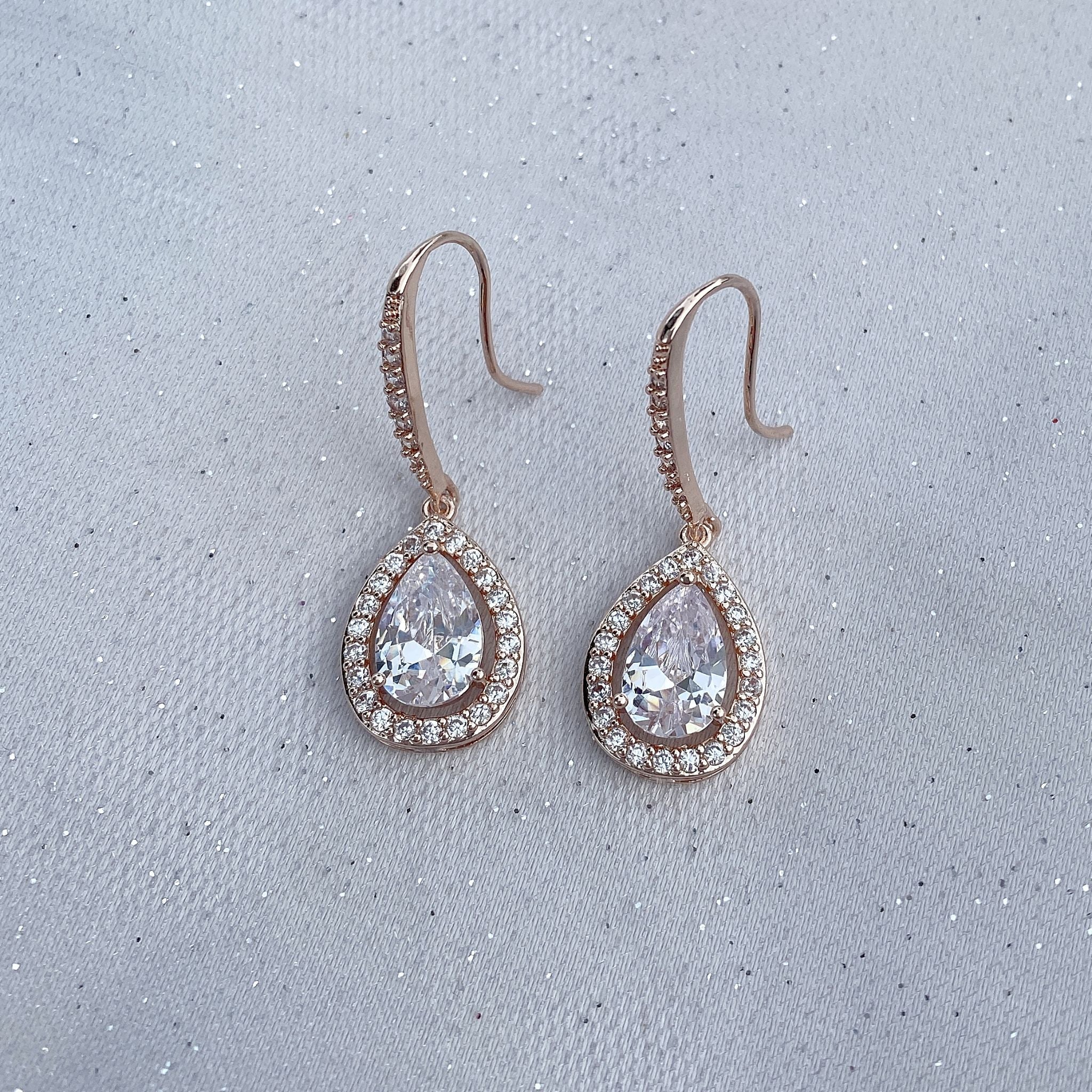 QueenMee Long Drop Earrings Diamante Earrings