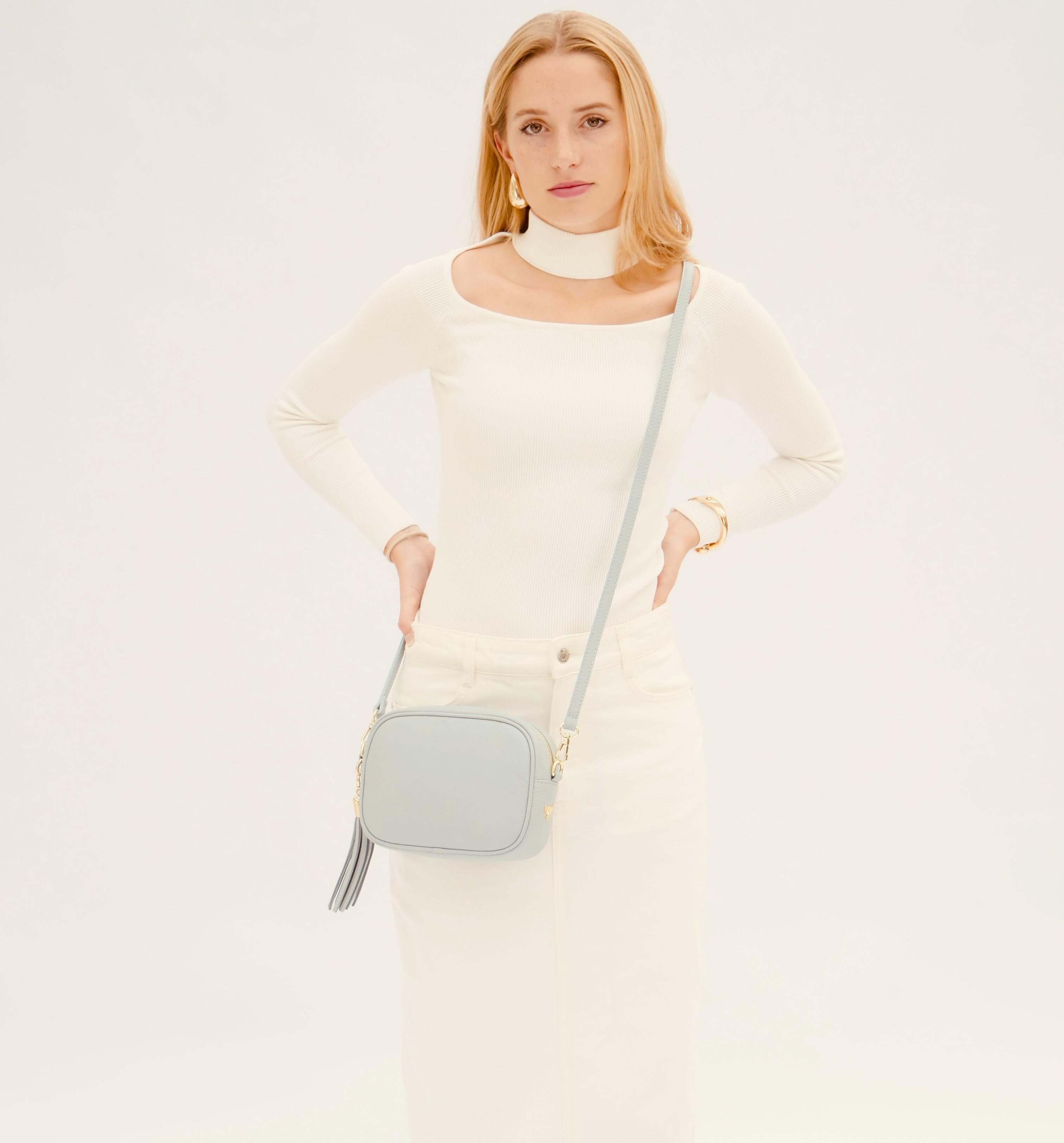 Apatchy London The Tassel Pale Leather Crossbody Bag