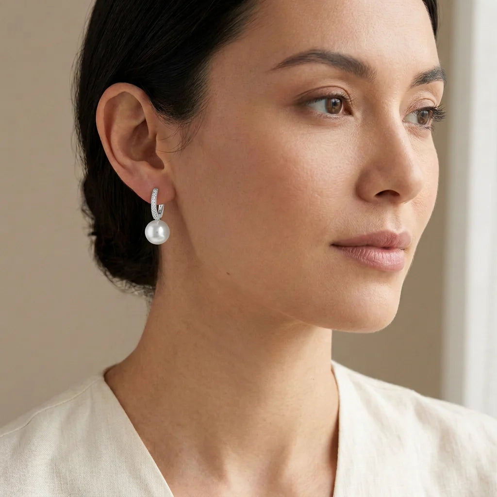 Cachet London Persia 10mm Pearl Silver Hoop