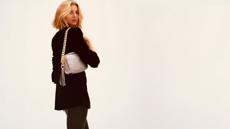 Apatchy London The Tassel Leather Crossbody Bag With Gold Chain Strap