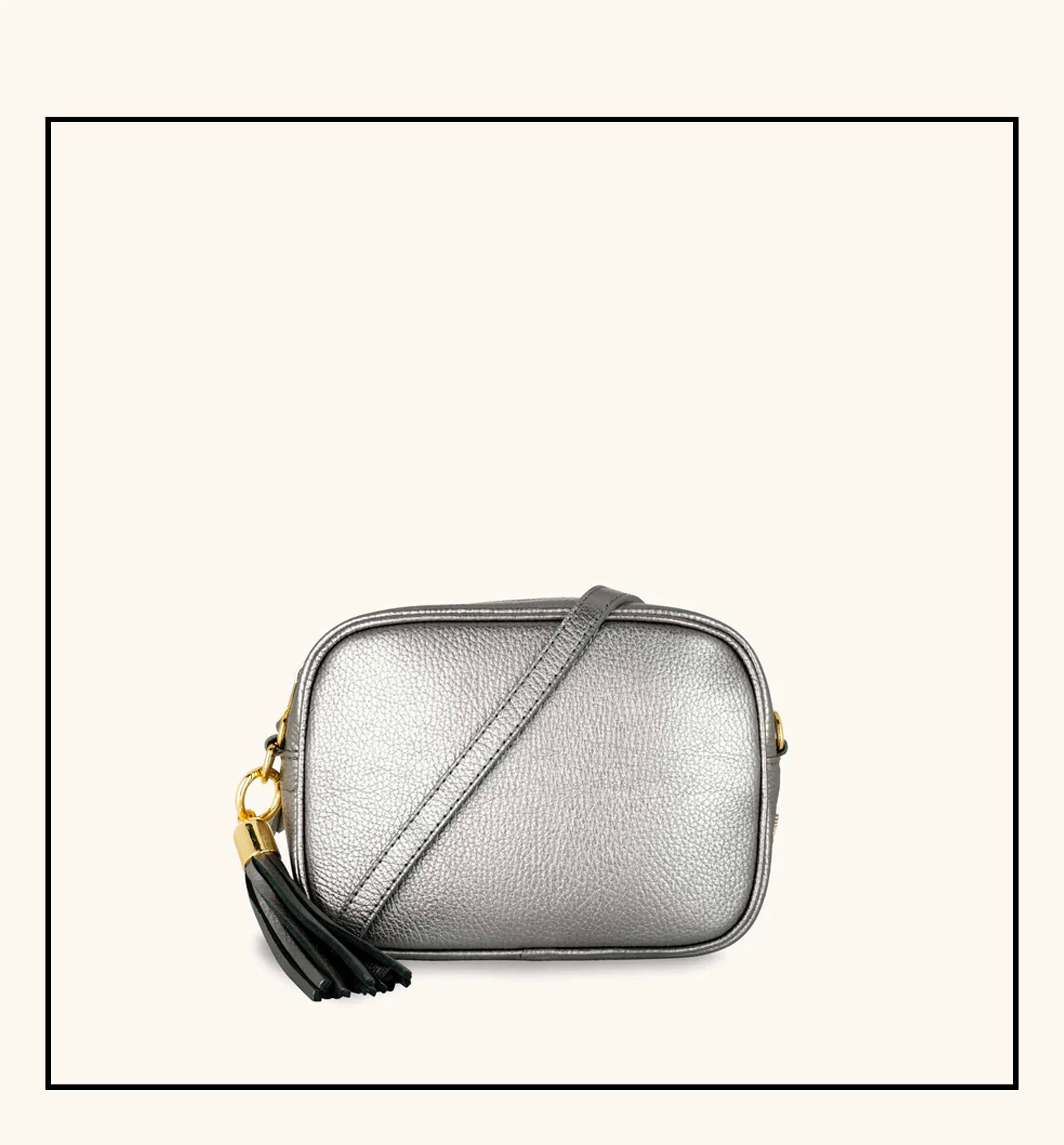 Apatchy London The Tassel Pewter Leather Crossbody Bag
